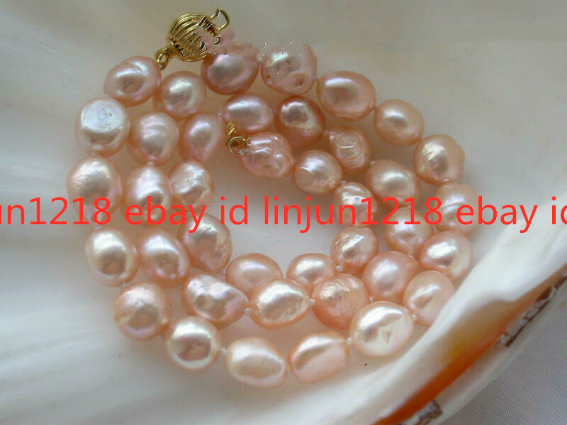 Natural 8-9mm Pink Baroque Freshwater Pearl Necklace 22/24/28/36 in