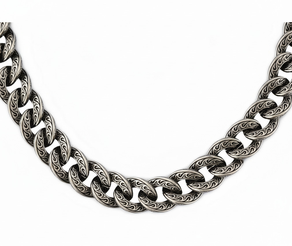 Men’s 17mm Large Tattoo Curb Link Chain Necklace Stainless Steel 50