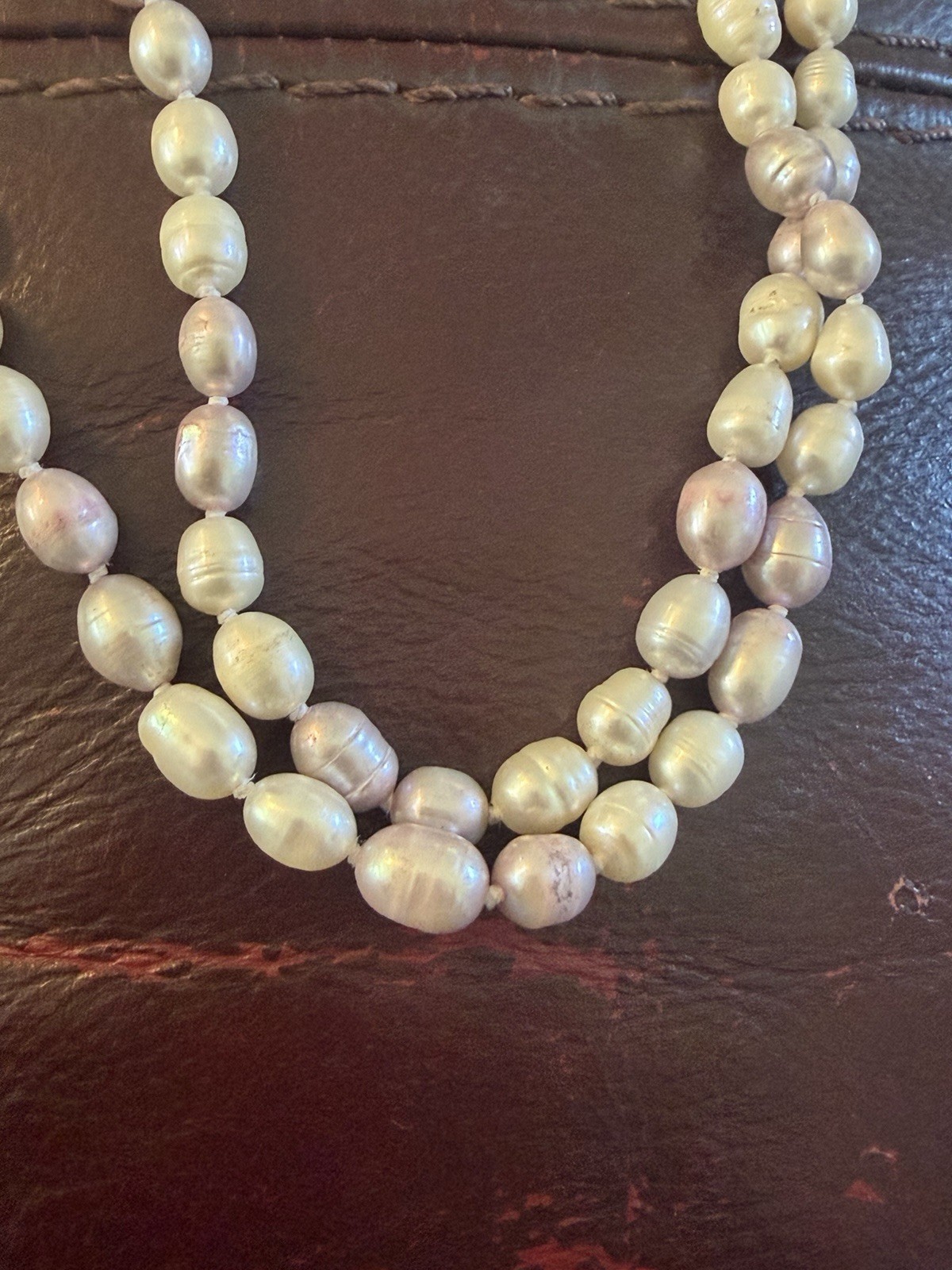 Freshwater pearl necklace, hand knotted, 60″ long 925 clasp Excellent condition