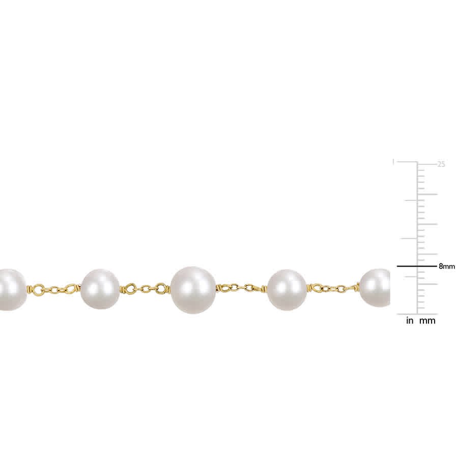AMOUR 6.5-8.5 Mm Cultured Freshwater Pearl Tin Cup Necklace In 18k Gold Plated