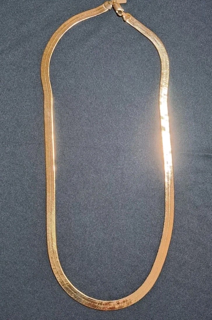 24k GOLD BONDED Herringbone Necklace Chain 30″ *MADE IN ITALY* 7mm