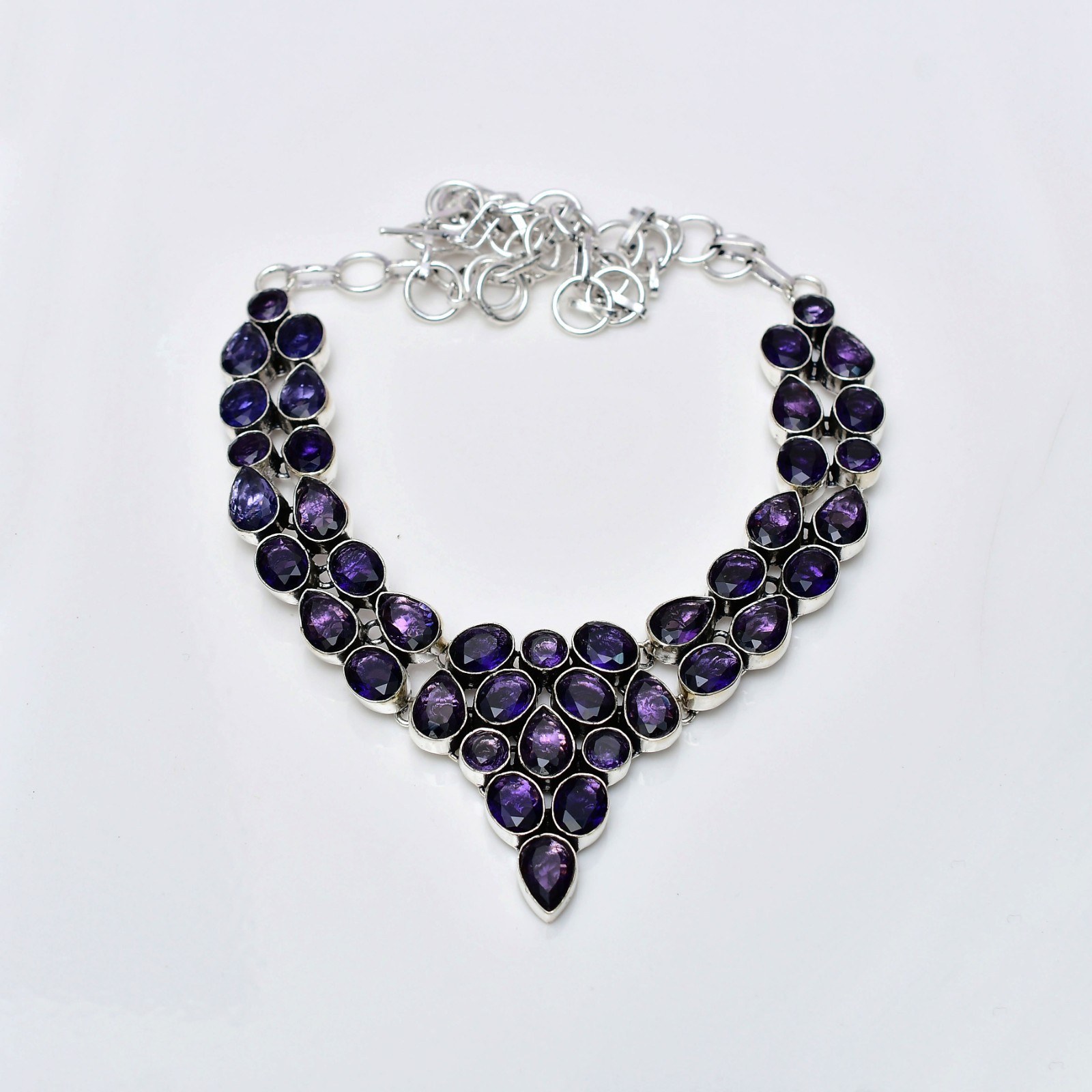Amethyst Gemstone 925 Sterling Silver Handmade Jewelry Necklace -16-18″