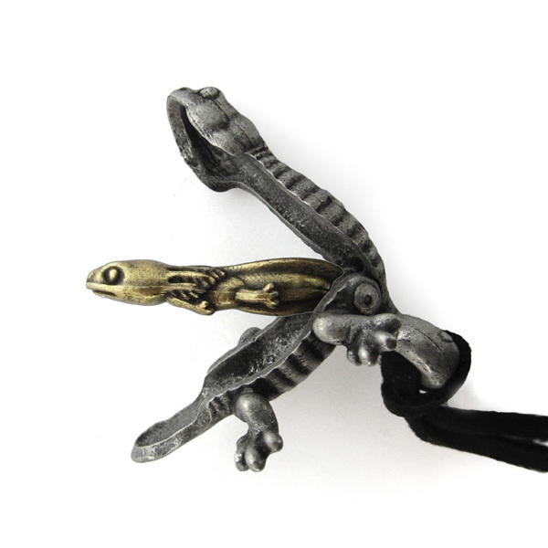 Spotted Salamander Adult and Larva Necklace – Articulating Salamander Pendant