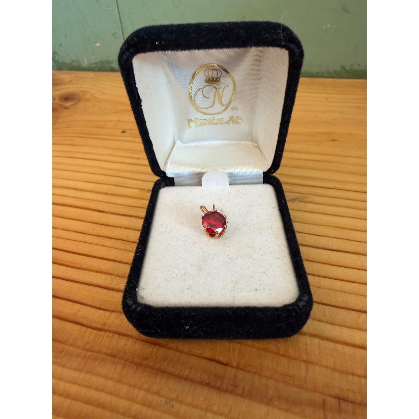 Vintage House of Nikolas 3ct Cubic Zerconia Ruby Yellow Gold-filled Pendant