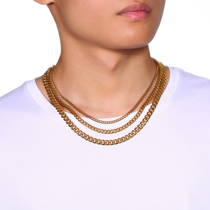 Vnox 3-7MM Cuban Curb Flat Link Chain Men Necklace Choker Stainless Steel 18-22″
