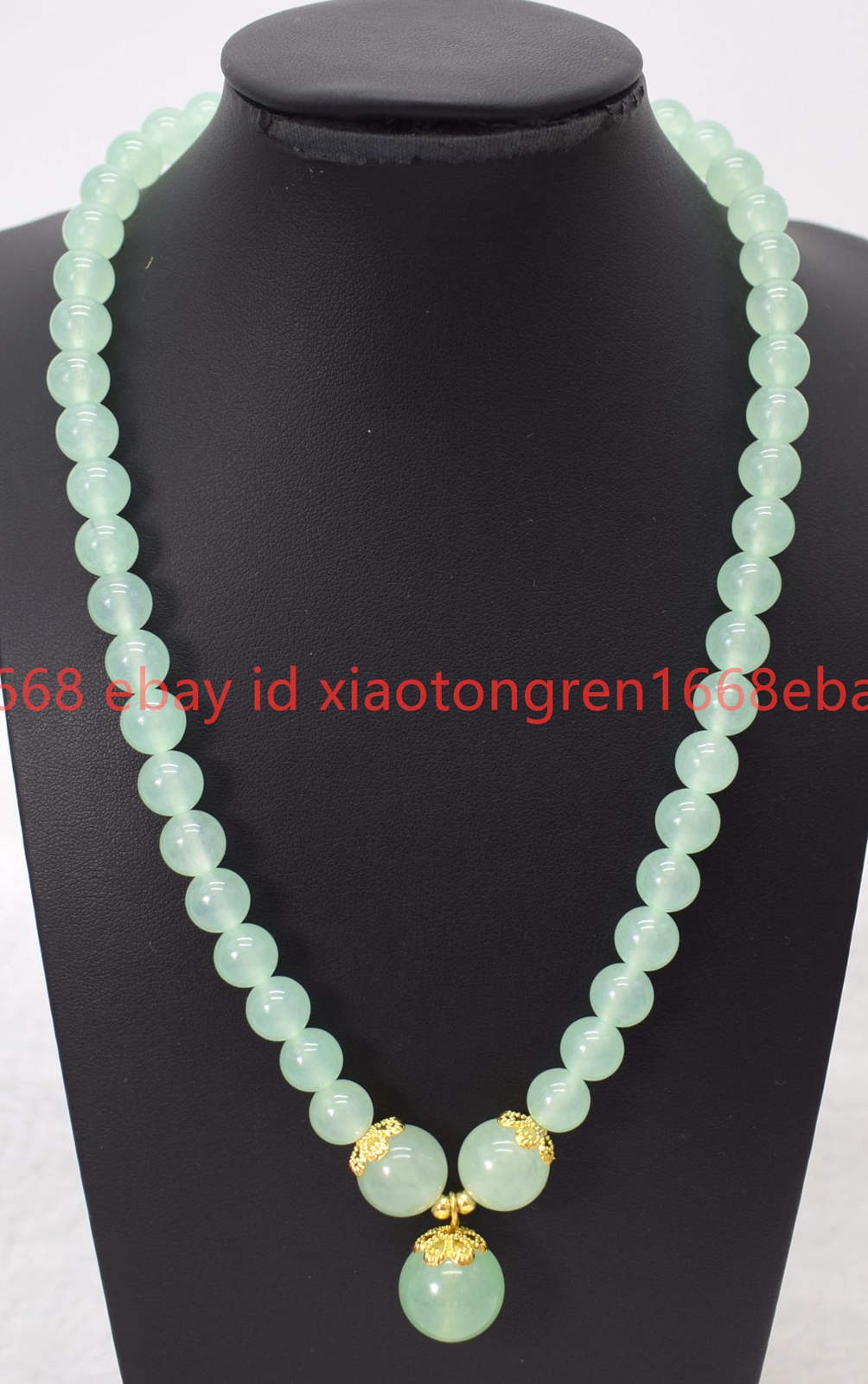 Handmade Natural 8mm Light Green Jade Gems Round Beads Pendant Necklace 16-24in