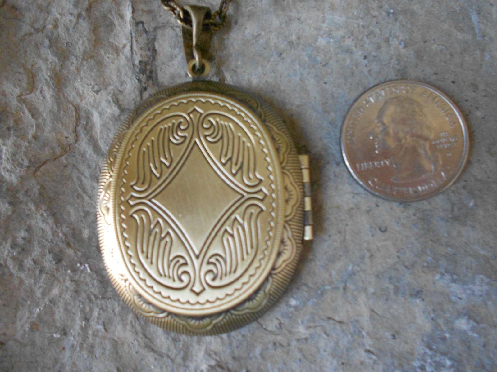 LILY OF THE VALLEY HAND PAINTED GREEN CAMEO LOCKET- ANTIQUE BRONZE, VINTAGE LOOK