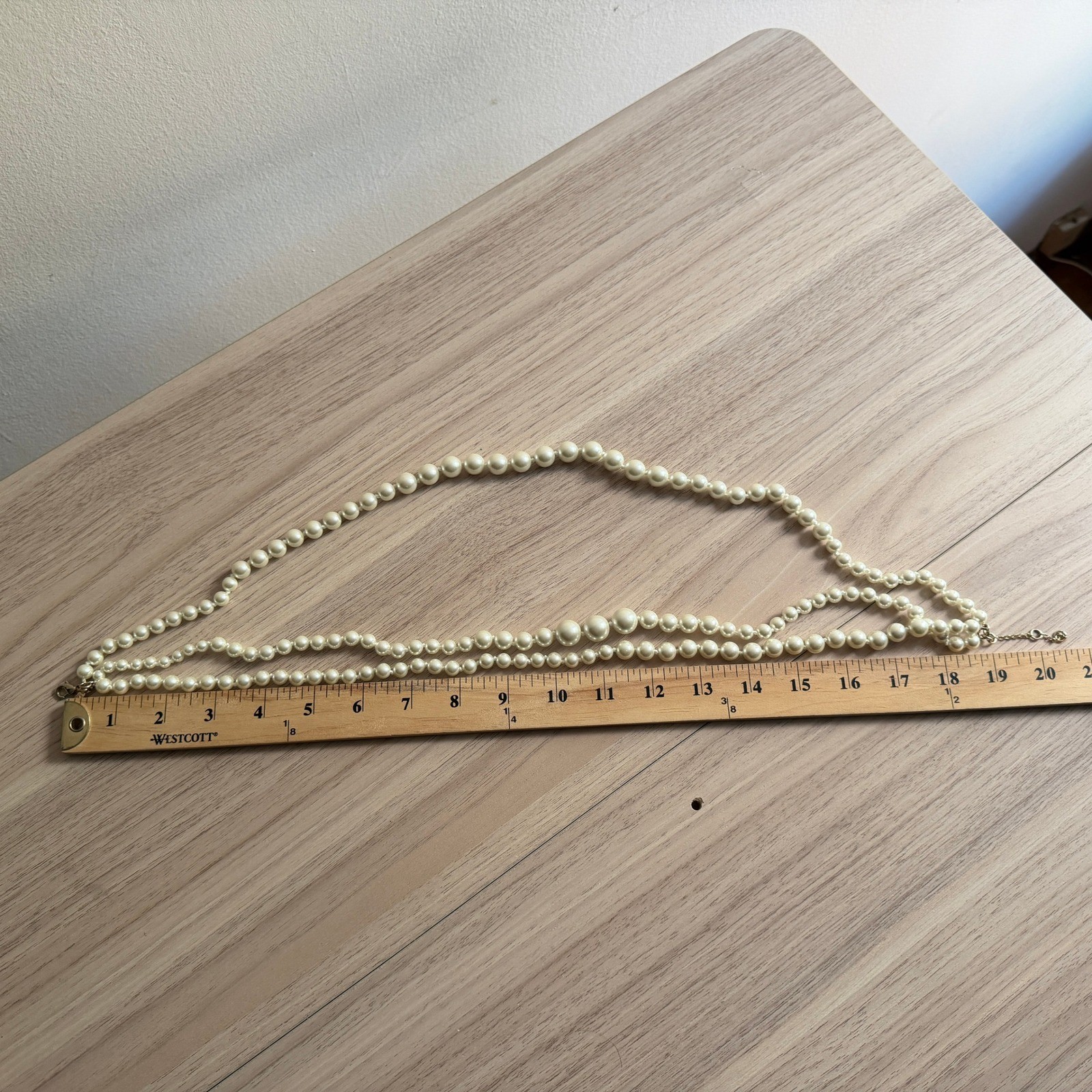 J.Crew Multi-Strand Graduated Faux Pearl Necklace Cream Gold Tone OS Excellent