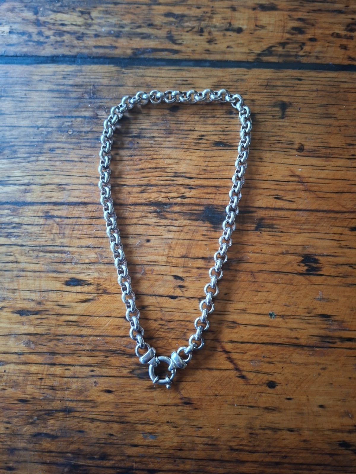 Vintage 925 Sterling Silver Belcher Chain Necklace 41g 50cm Classic Bolt Clasp