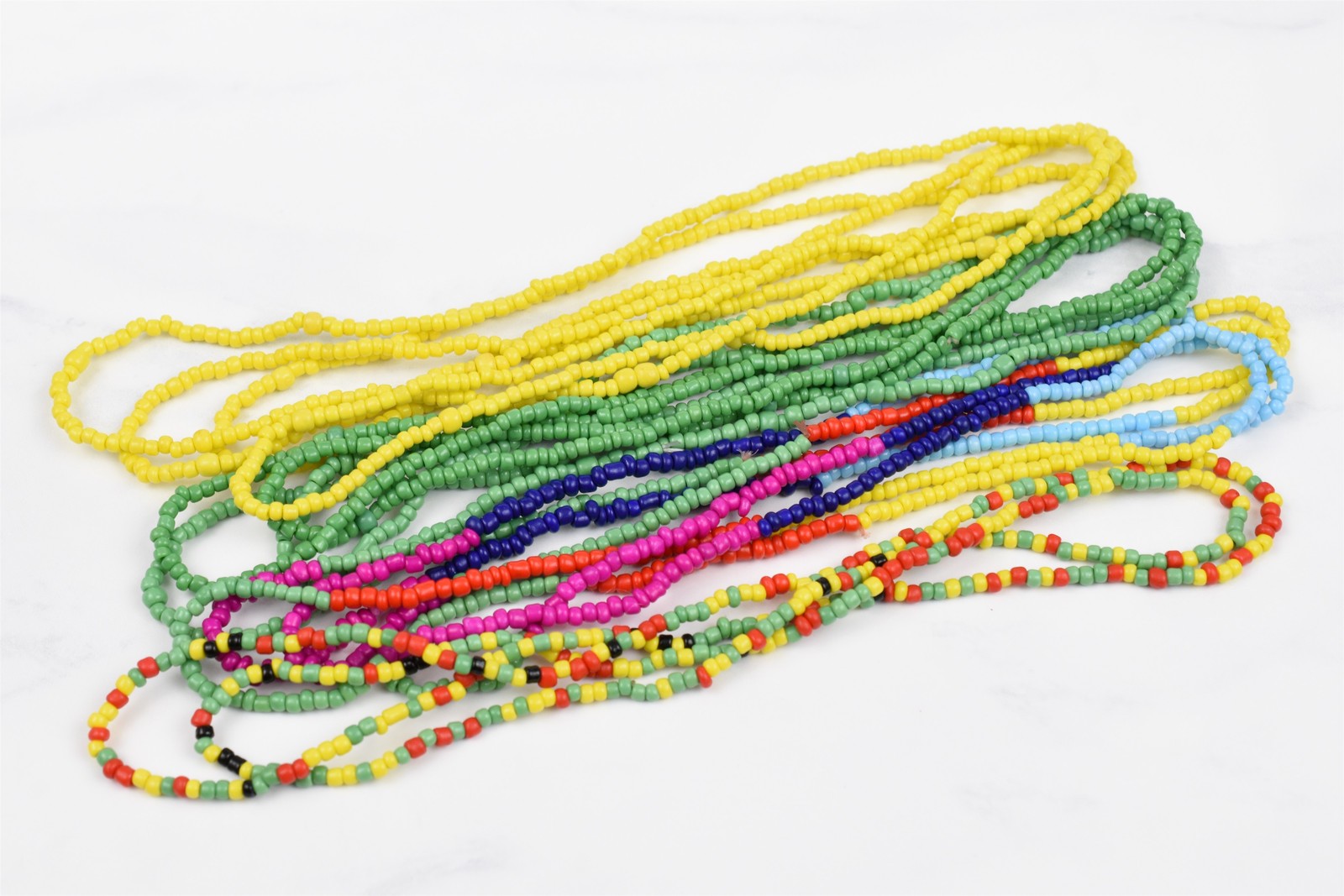Lot of 7 Handmade Micro Bead Cord Necklaces 30 in Stretch Wrap Bracelet