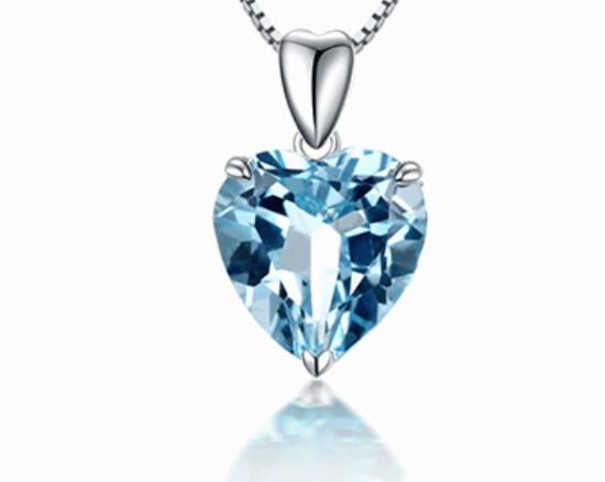 Birthday Gift Necklace Aqua Blue Heart