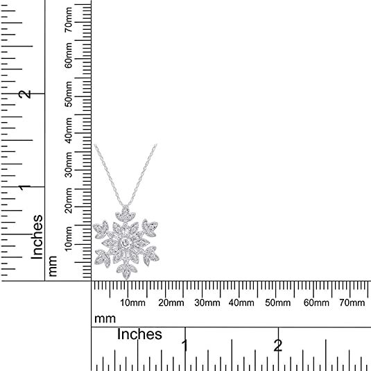 Snowflake Pendant 18″ Necklace Round Simulated Birthstone 14K White Gold Plated