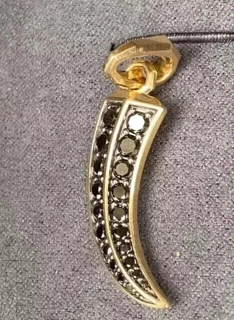 2Ct Round Cut Lab Create Black Diamond Claw Men’s Pendant 14K Yellow Gold Plated