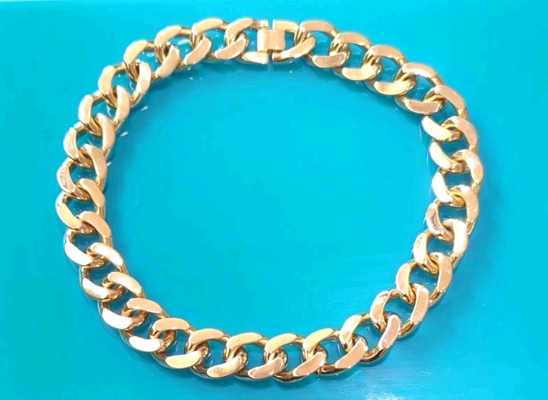 FALLON Gold Plated Ruth 17mm Curb Link Chain 16 in Necklace NEIMAN MARCUS $275 *