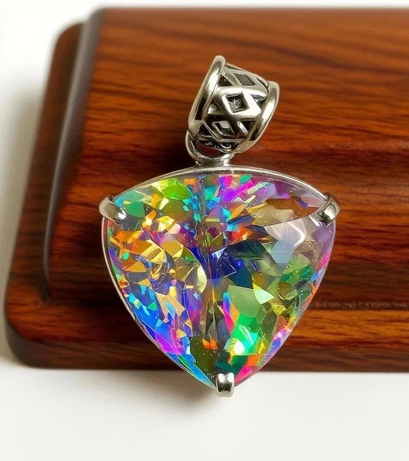 60 CT+ Flawless Rainbow Fire Mystic Topaz 925 Sterling Silver Plated Jewelry