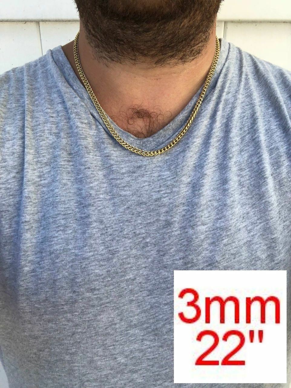 Cadena FRANCO para Hombre Acero Inoxidable Bañado en Oro de 14K LA MEJOR CALIDAD
