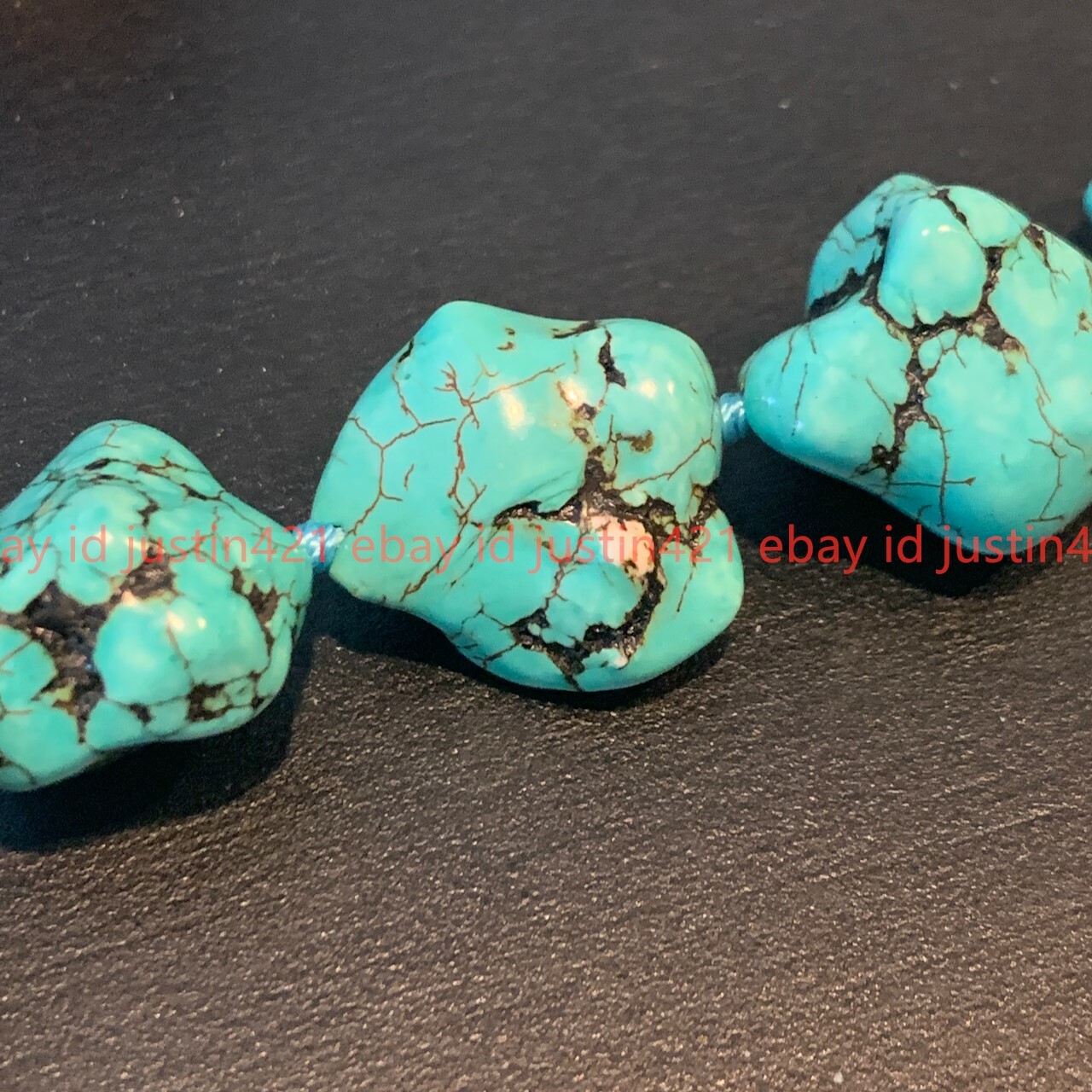 Natural 15x20mm Blue Chunky Turquoise irregular Nugget Choker Necklace 18″
