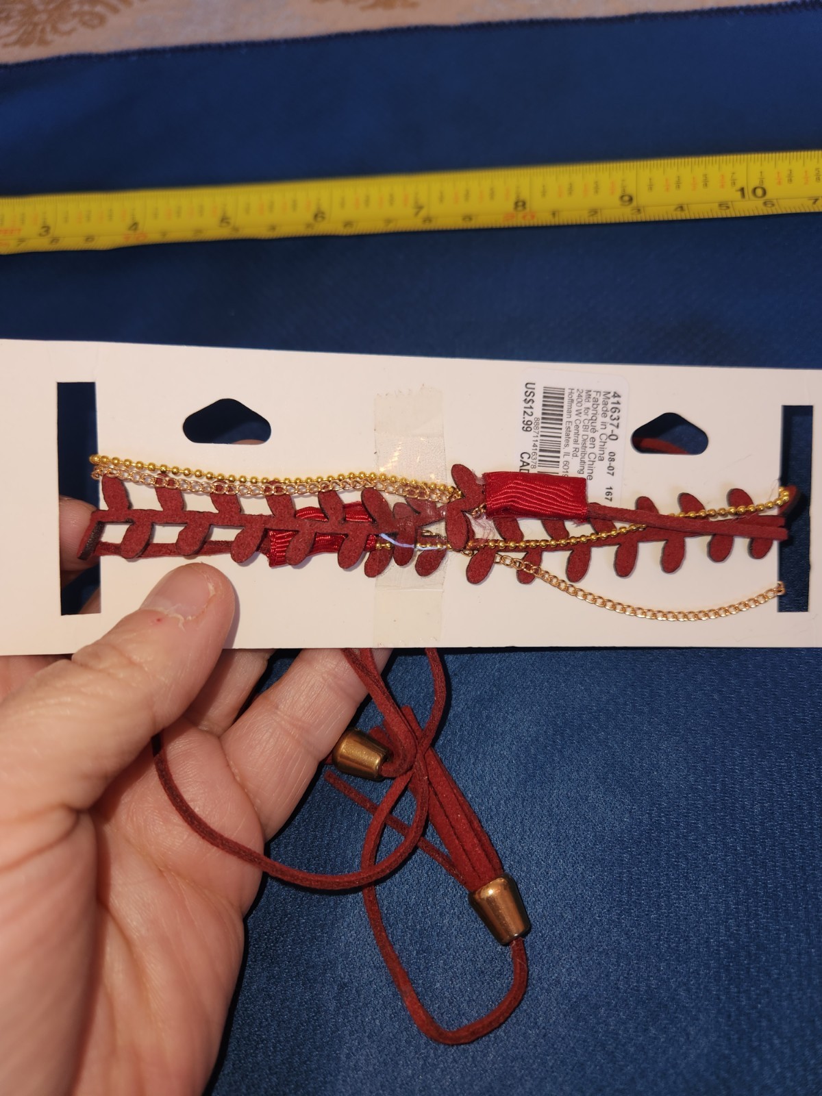 Claires Adjustable 2 Layer Faux Leather Dark Red Chokers Also Can Be Headband.