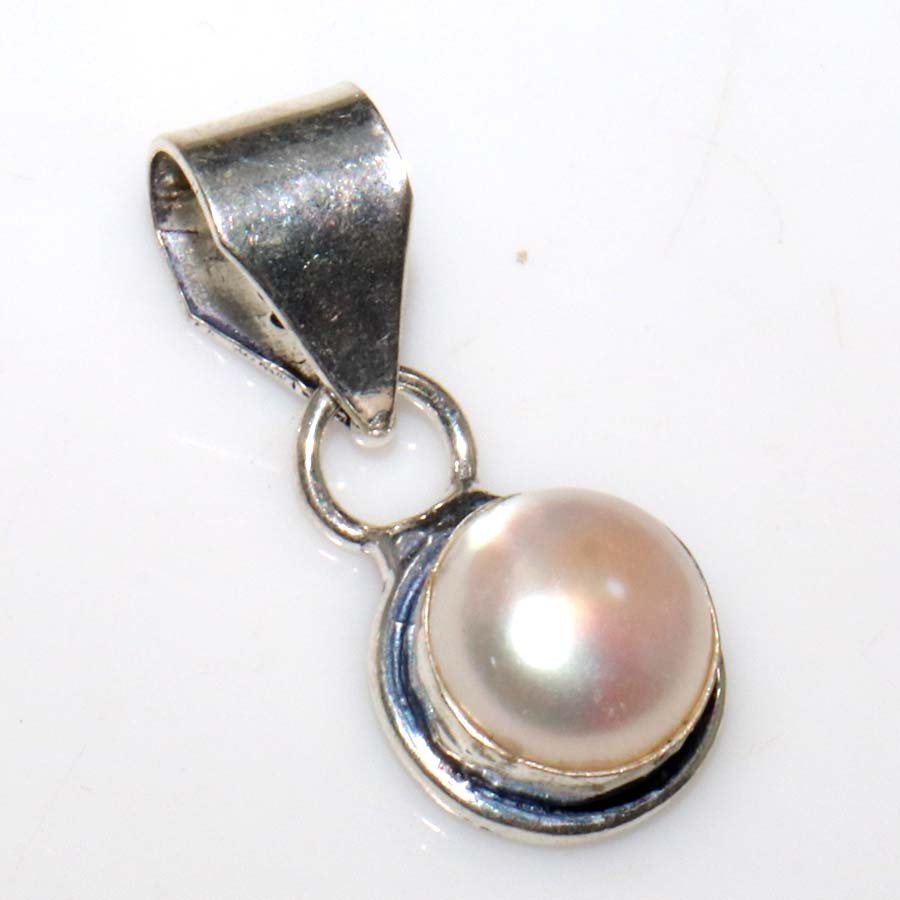 925 Silver Plated Pearl Jewellery Pendant Handmade Gemstone Size 1.3″