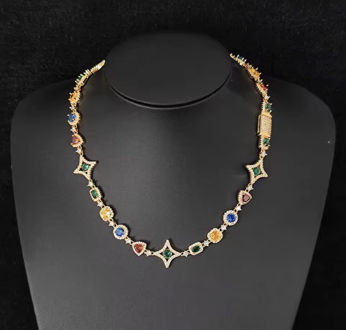colorful gemstone necklace cz