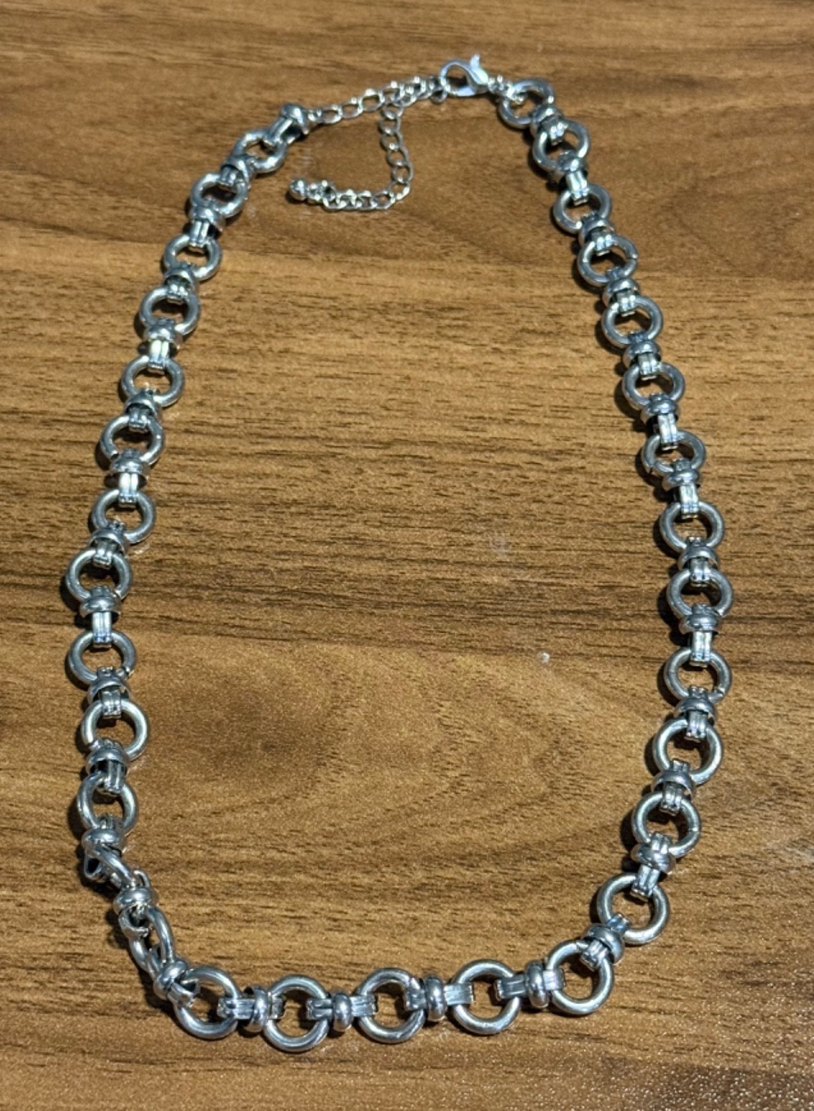 Chunky Silver Rolo Thick Chain, Silver Tone, Excellent Condition