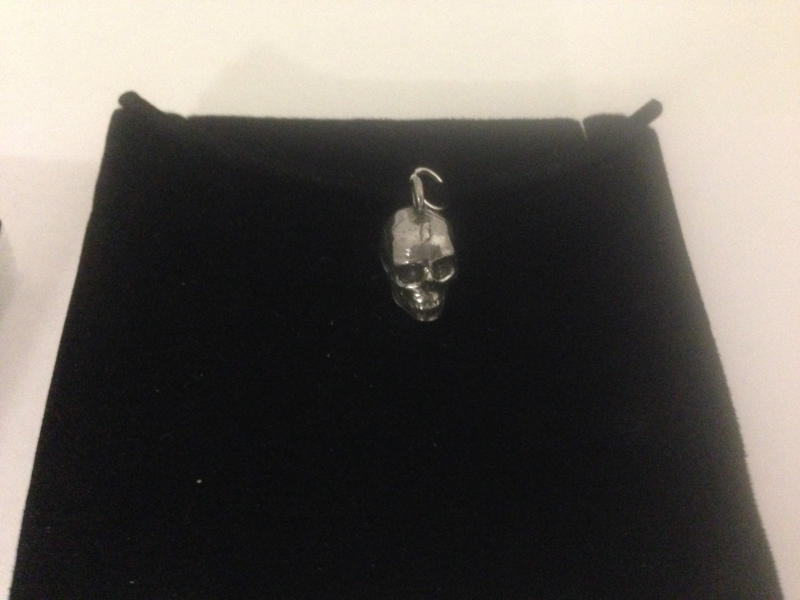 Skull Pewter Pendant on a BLACK CORD Necklace Box1 N