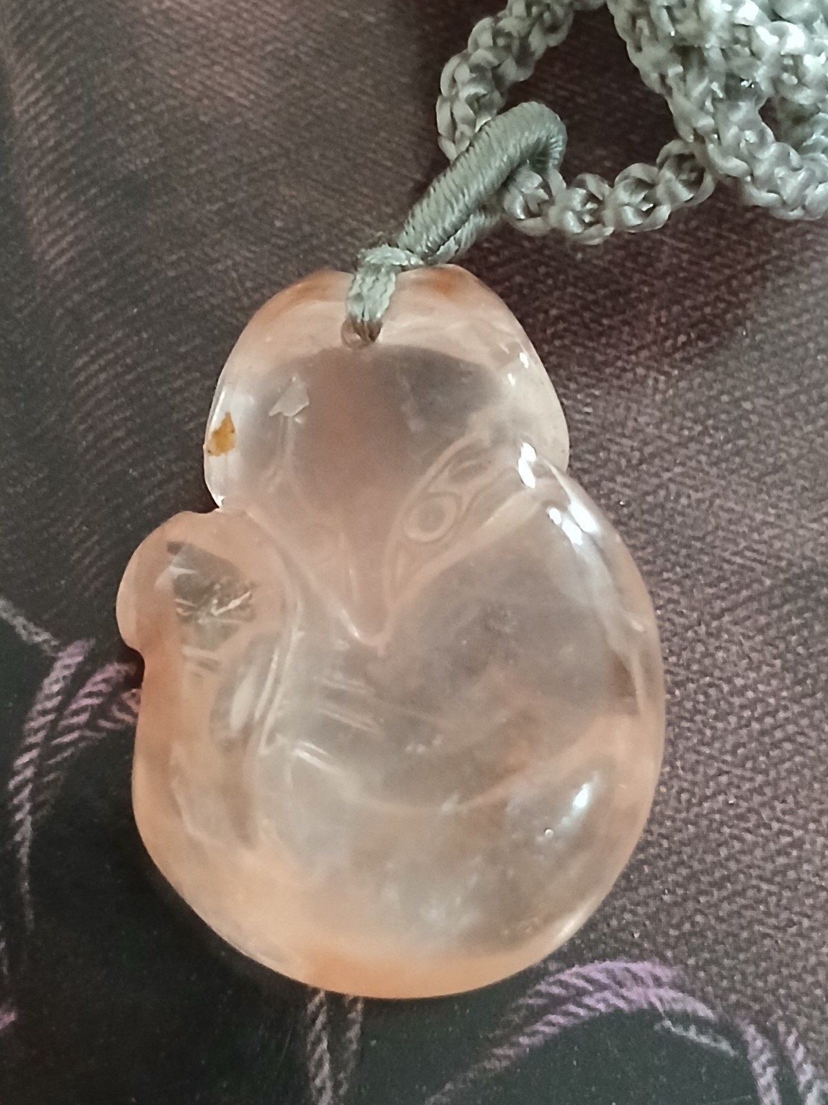 Rabbit Hair Quartz Fox Pendant
