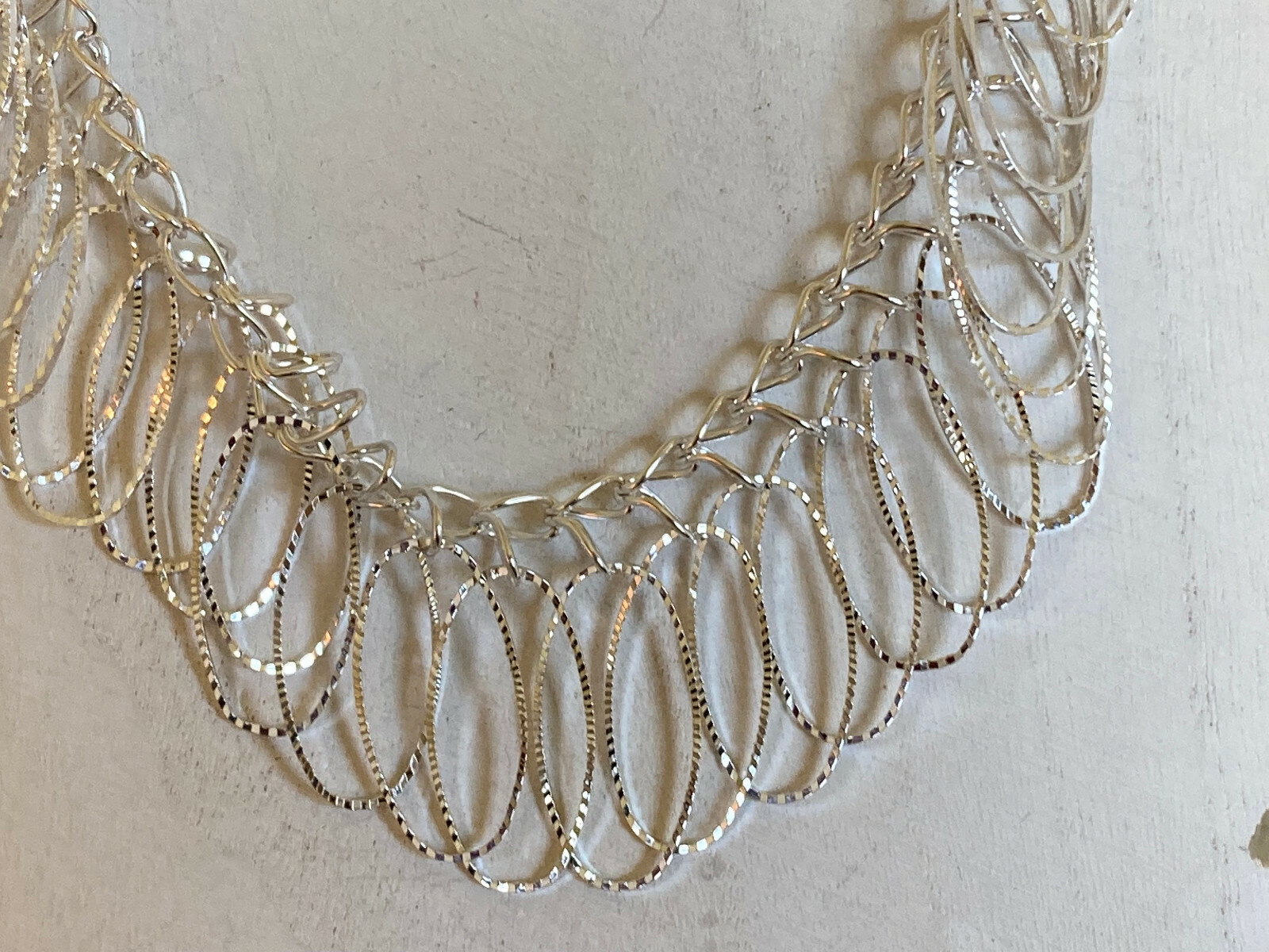 A.N.A. Oval Fringe Silver Tone Necklace – NWT