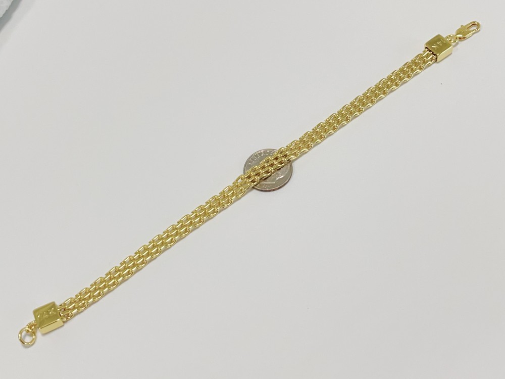 Real 14K Yellow Gold Multiple Layer Bracelet Chain Solid Link Jewelry Gift 6mm