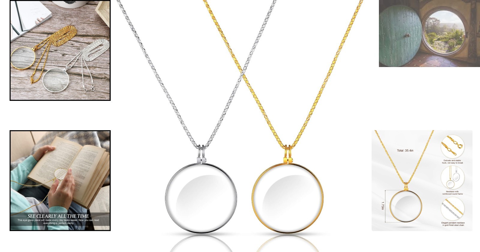 Stylish Magnifying Pendant Necklace for Reading – Ideal for Elderly and Crafters