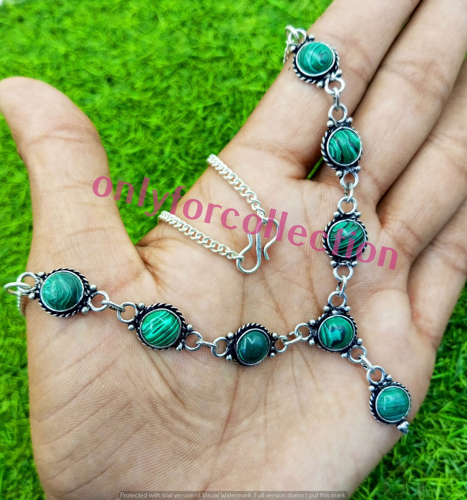 Malachite Gemstone 925 Sterling Silver Plated Women Necklace MWN-N9