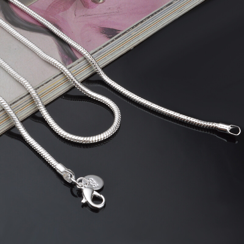 925 Silver Plated 1 mm Snake Chain Men’s Women’s Necklace 16″ 18″ 20″ 22″ 24″