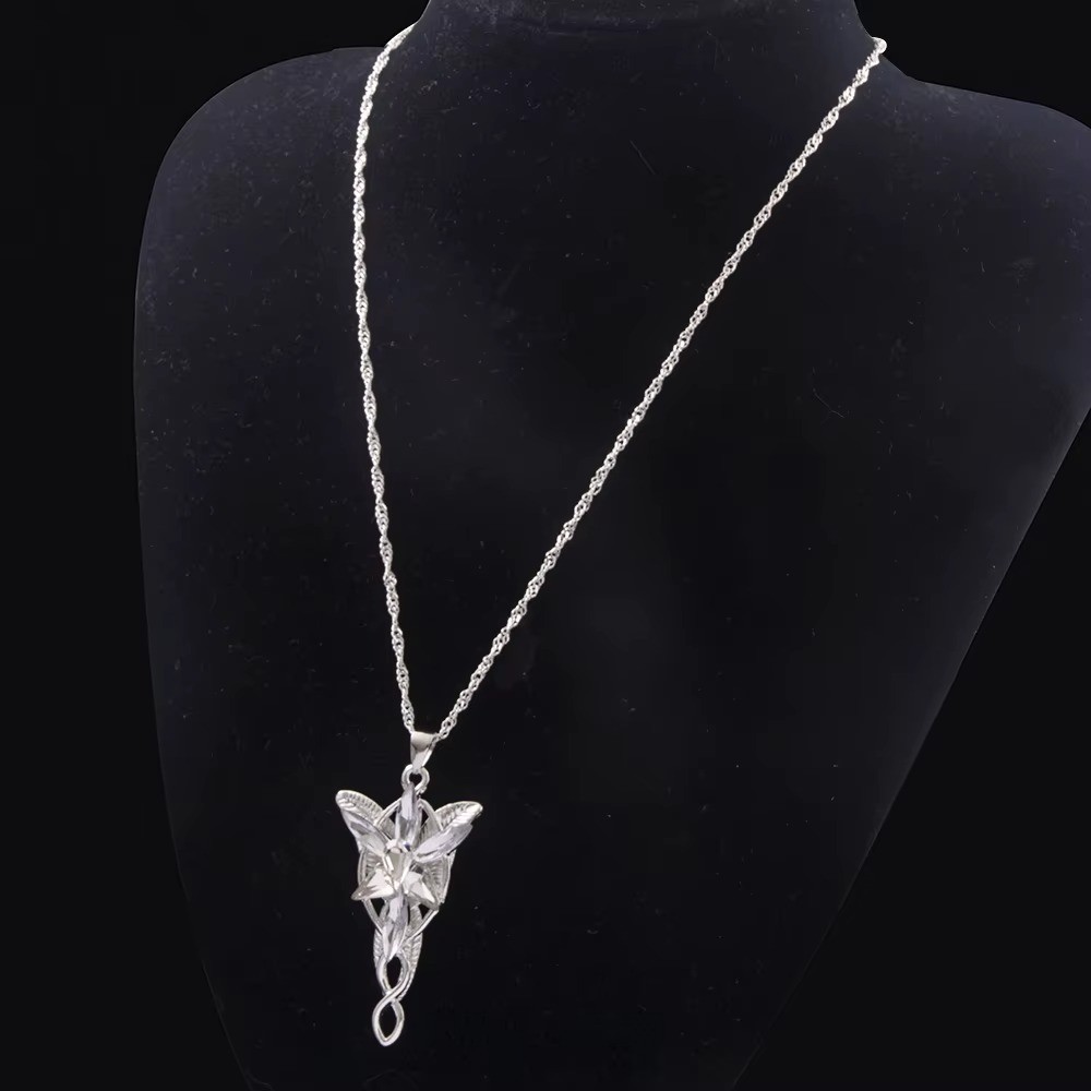 New Lord of The Rings Arwen’s Necklace Evenstar Pendant Crystal Silver Chain