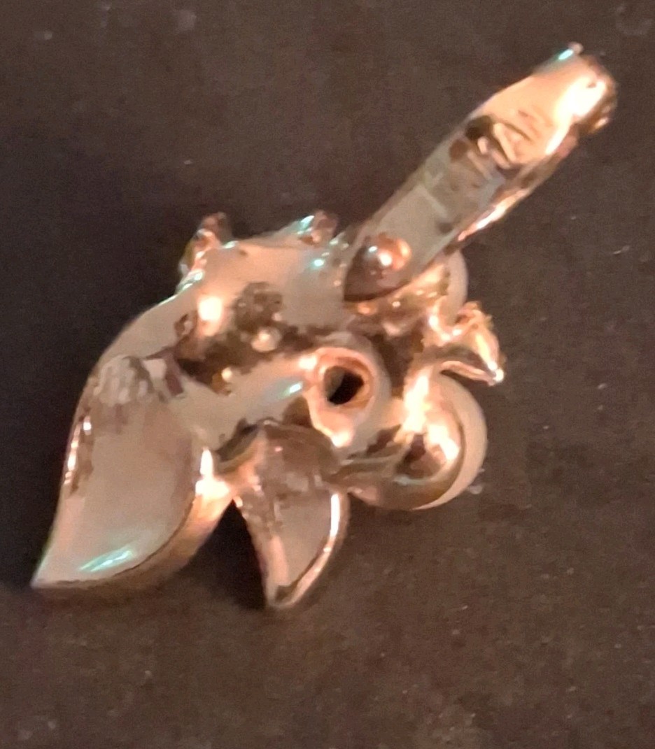 Vintage Signed ROMAN Faux Pearl Clear Rhinestones Goldtone Pendant Enhancer