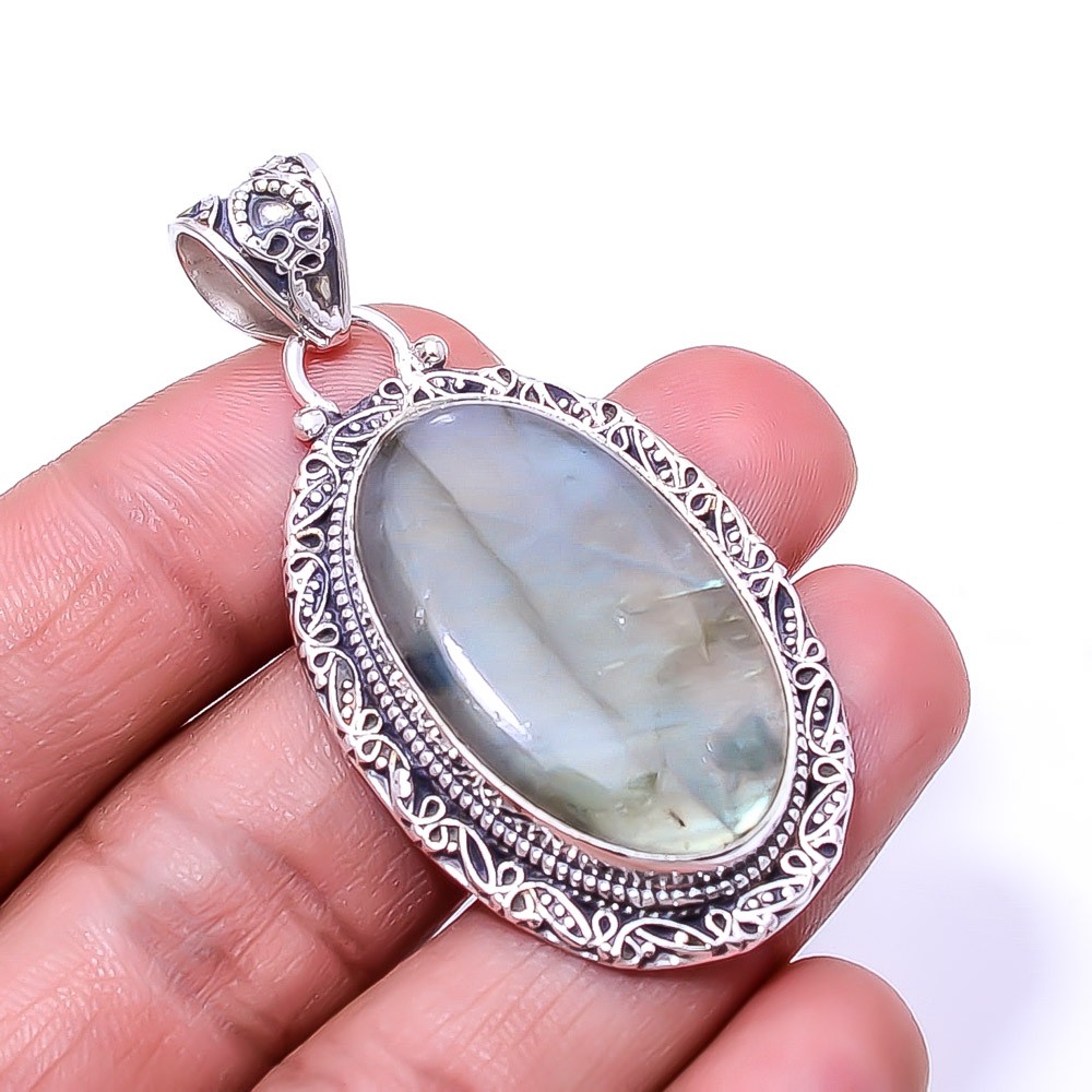 Natural Labradorite Fine Art 925 Sterling Silver Pendant 2.15″ P7 Christmas Gift