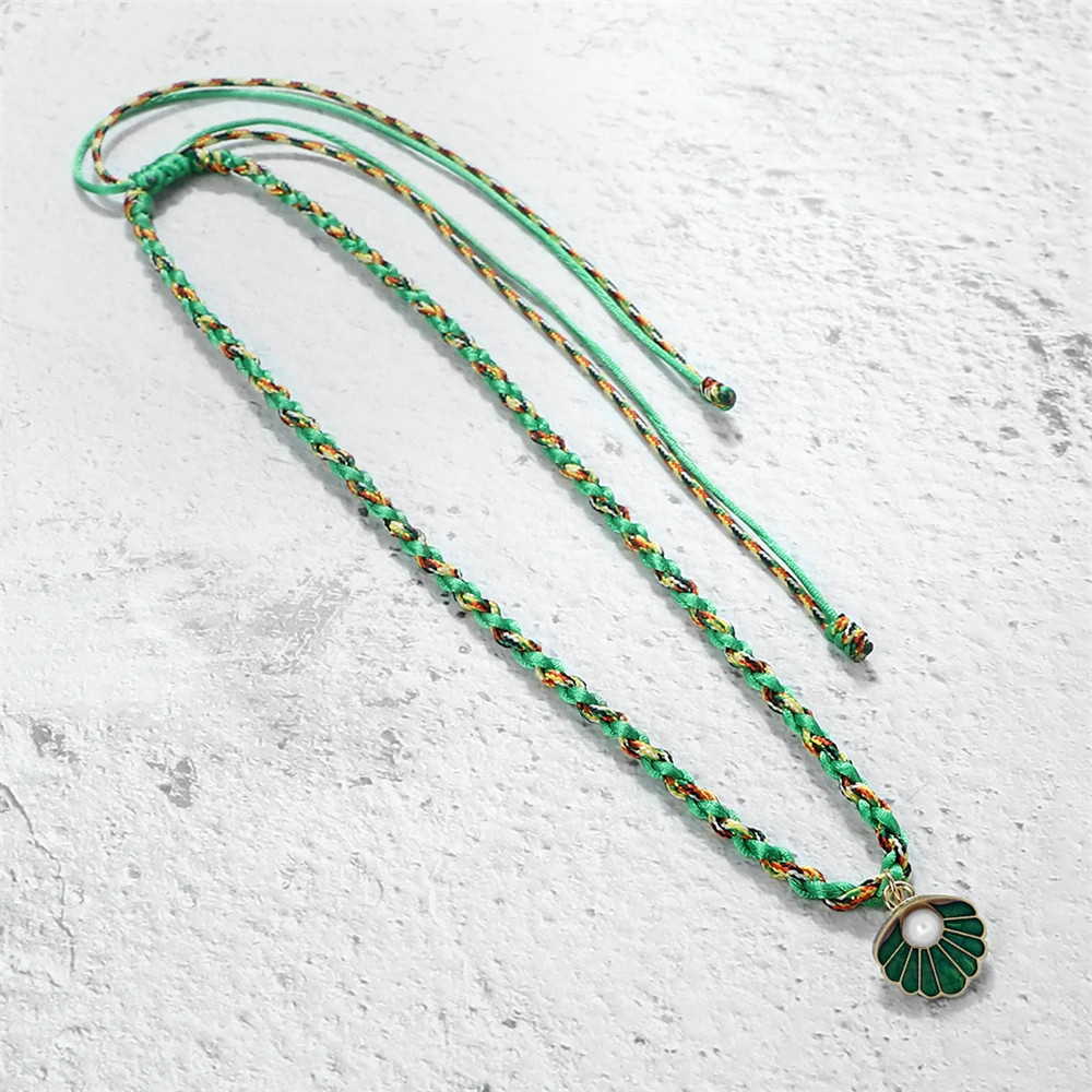 Bohemia Seashell Pendant Necklaces Adjustable Handmade Braided Rope Choker Fashi