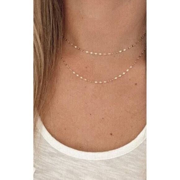 Minimalist Gold Sparkle Chain WATERPROOF Gold Chain Necklace Layering Necklace