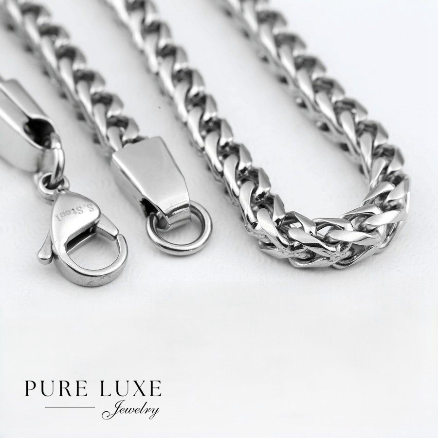 DG Men’s 30″ Silver Stainless Steel 5mm Franco Chain Unisex High Polish*Box