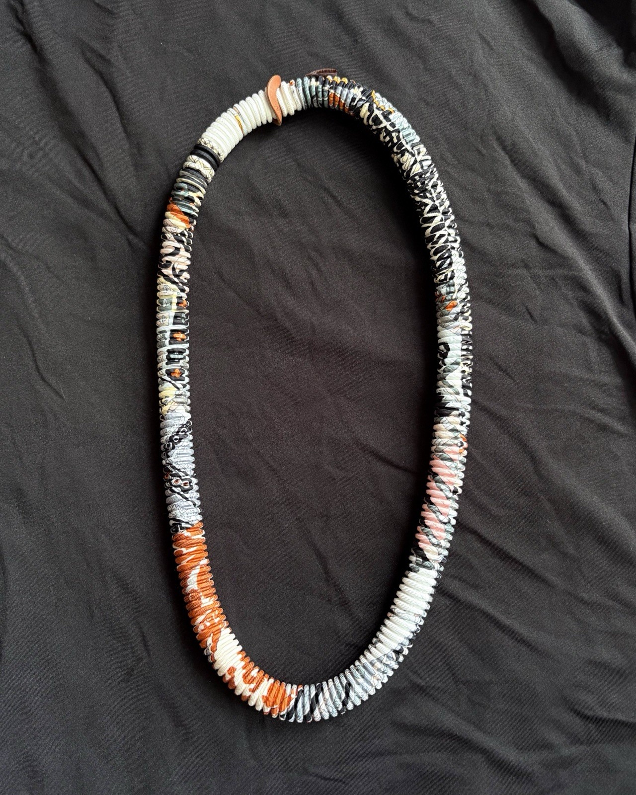 Hermes Petit H Pleated Necklace In Silk With Box