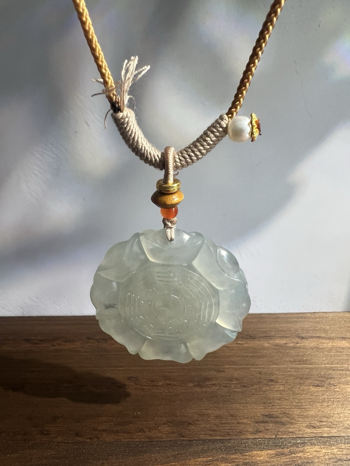 Natural sleeve jade bagua hand-woven necklace