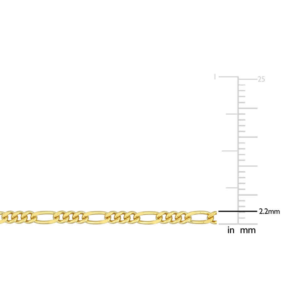 AMOUR 2.2mm Figaro Chain Necklace In Yellow Plated Sterling Silver, 24 In