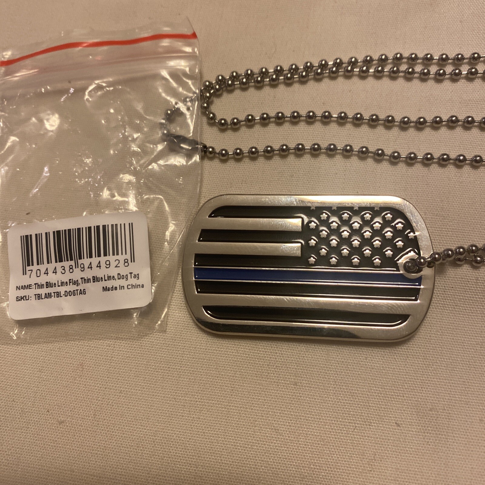 The Thin Blue Line Dog Tags & Neck Chain Police Officer’s Prayer Lot Of 10 Tags