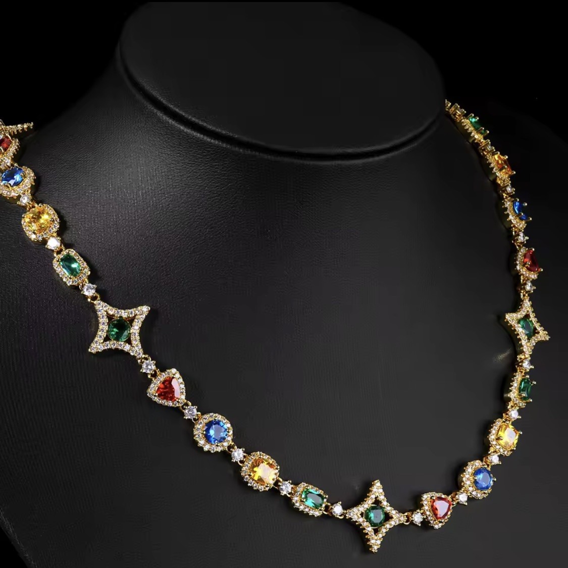 colorful gemstone necklace cz