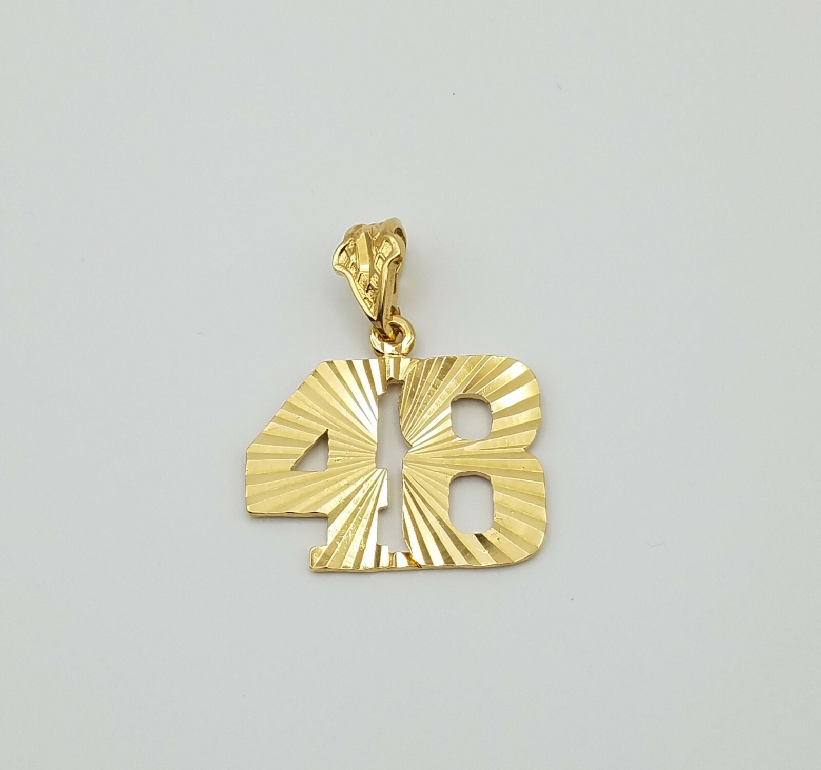 Gold Number Pendant a larger Diamond-Cut 24k GP Jersey Numbers 26-50