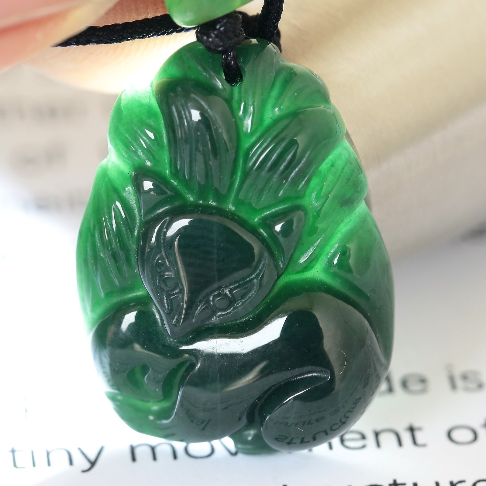 Video Certified Green Burma 100% Natural Jadeite Fox Pendant Type A Jadeite 灵瑞天成