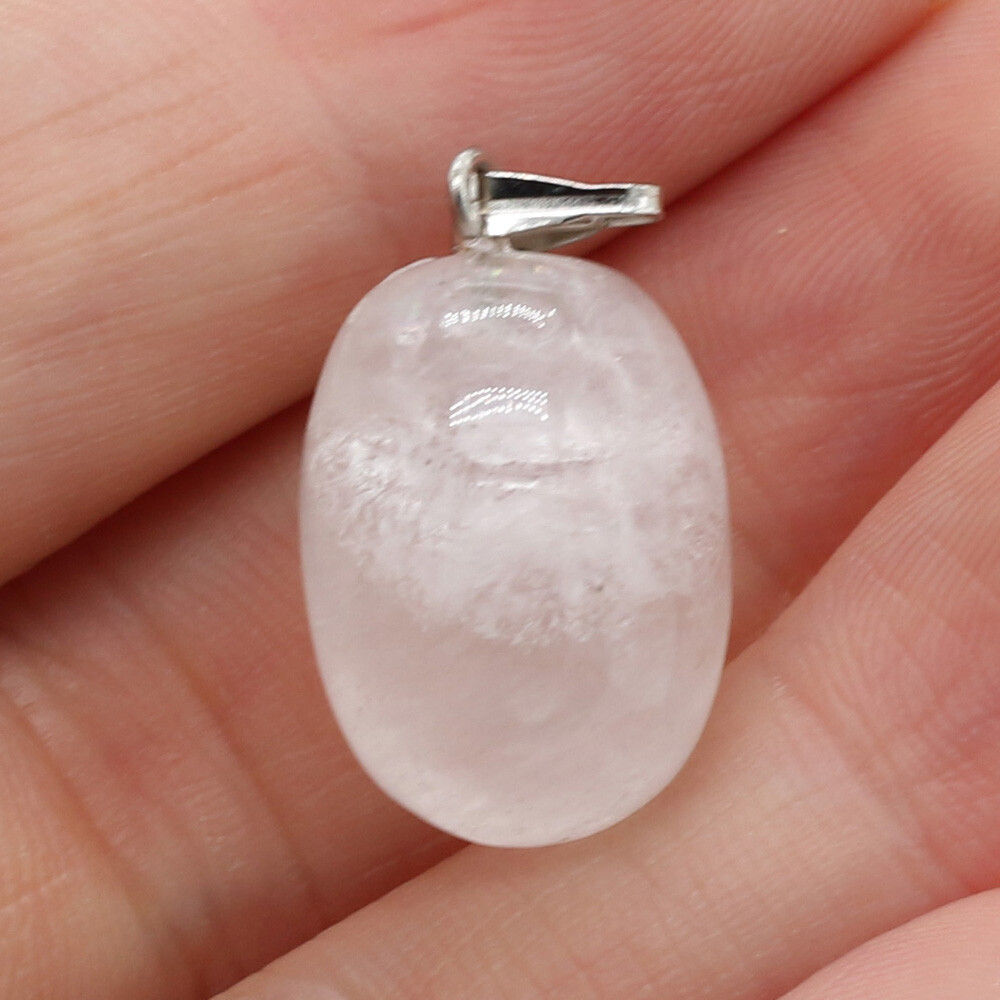 20 Pcs Natural Egg Shape Chakra Crystal Agate Stone Pendants for Jewelry Making