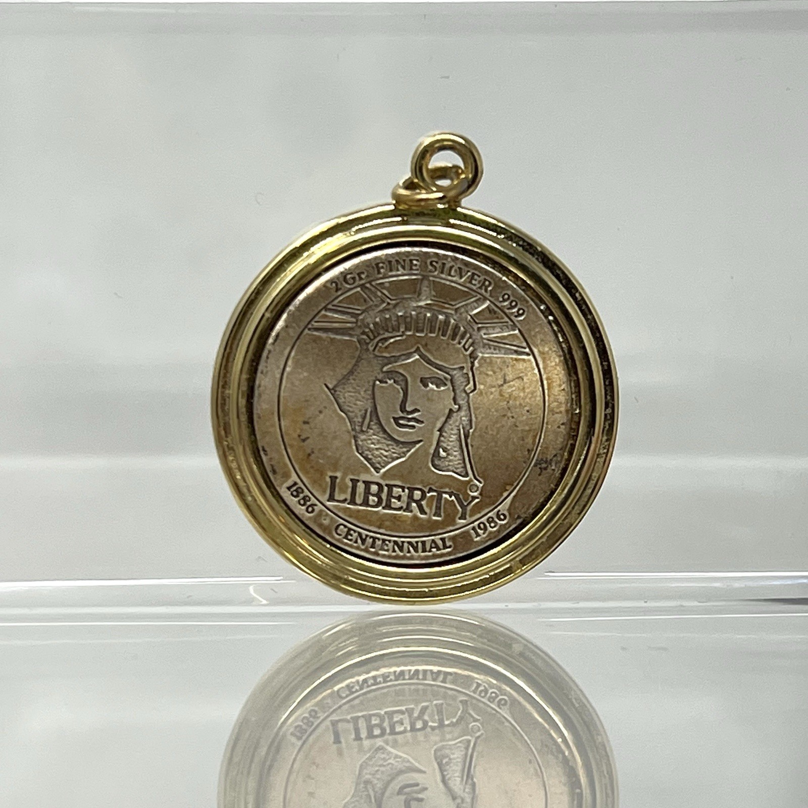 1886-1986 Centennial Statue Of Liberty Authentic Metals Pendant Necklace 2G