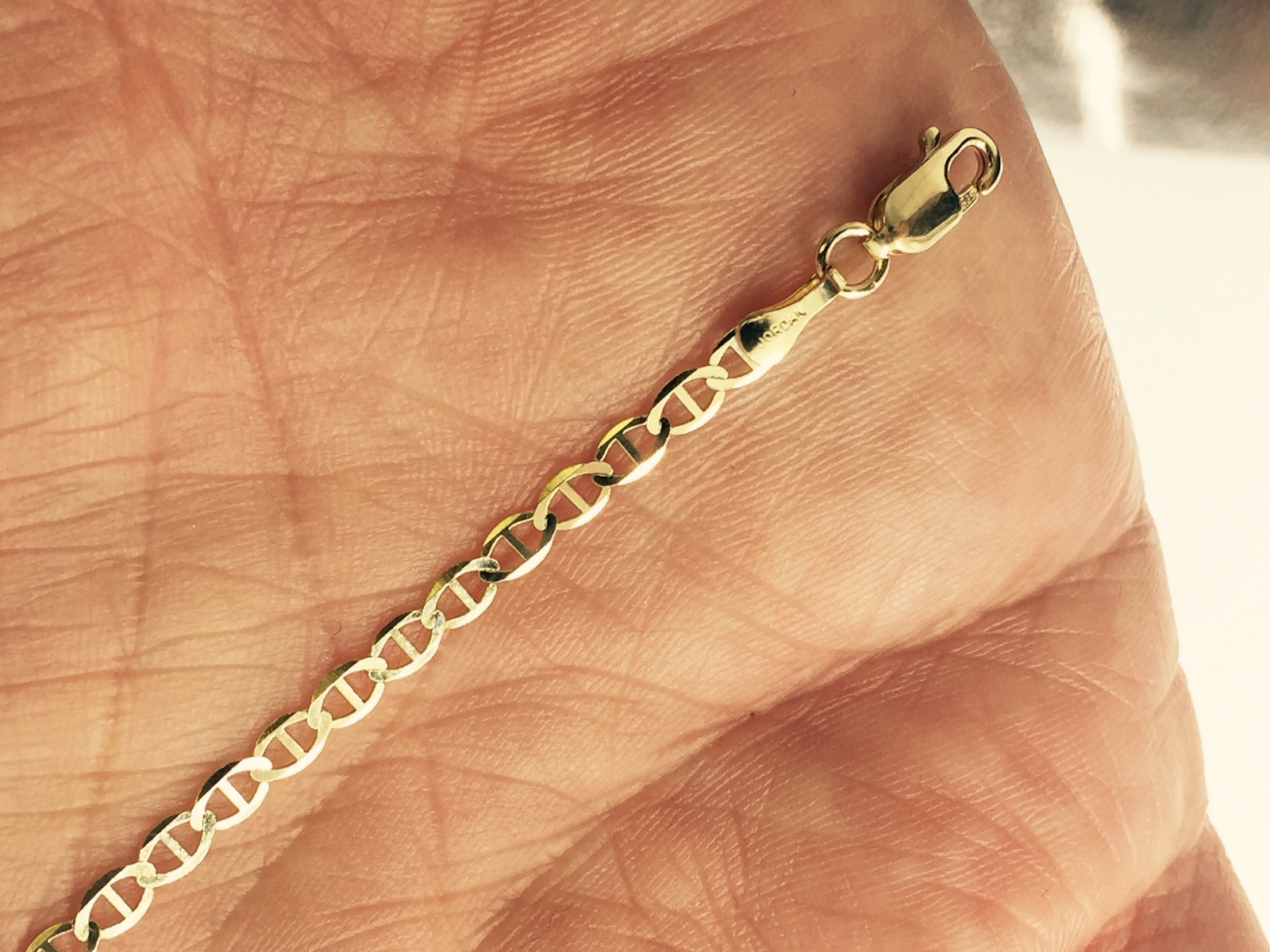 10k Yellow Gold 9″ Solid Anchor Mariner Link Anklet Chain Bracelet 3.2 mm 2Gram