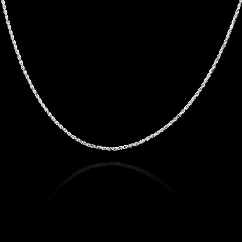 Unisex Sterling Silver Plated Twisted 2MM Chain Necklace Lobster 16″ to 24″ B36