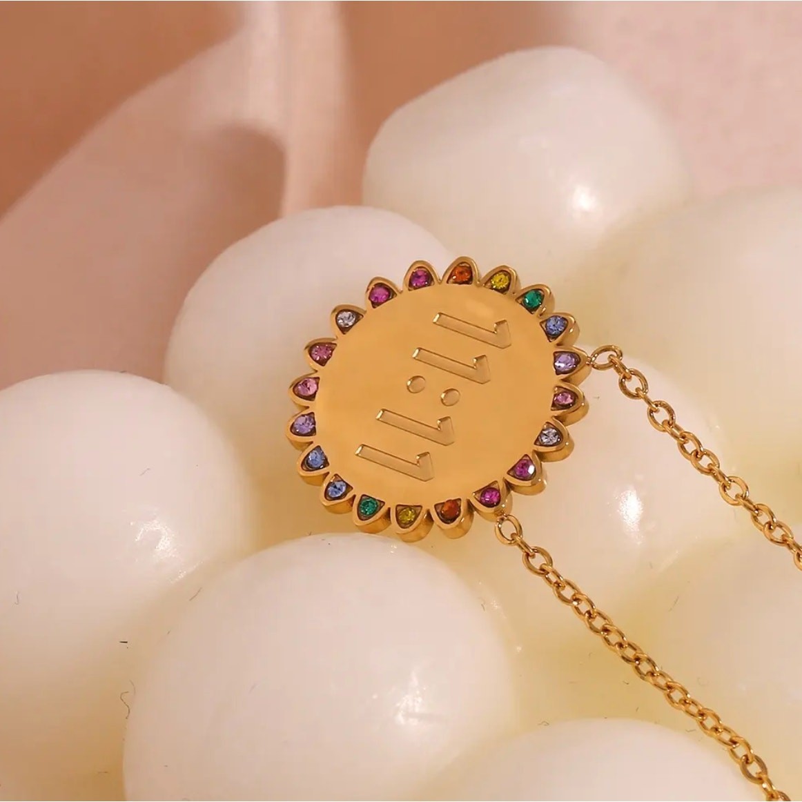 NEW Sunflower 11:11 Angel Number 18K Gold Plated Necklace Rainbow Crystals
